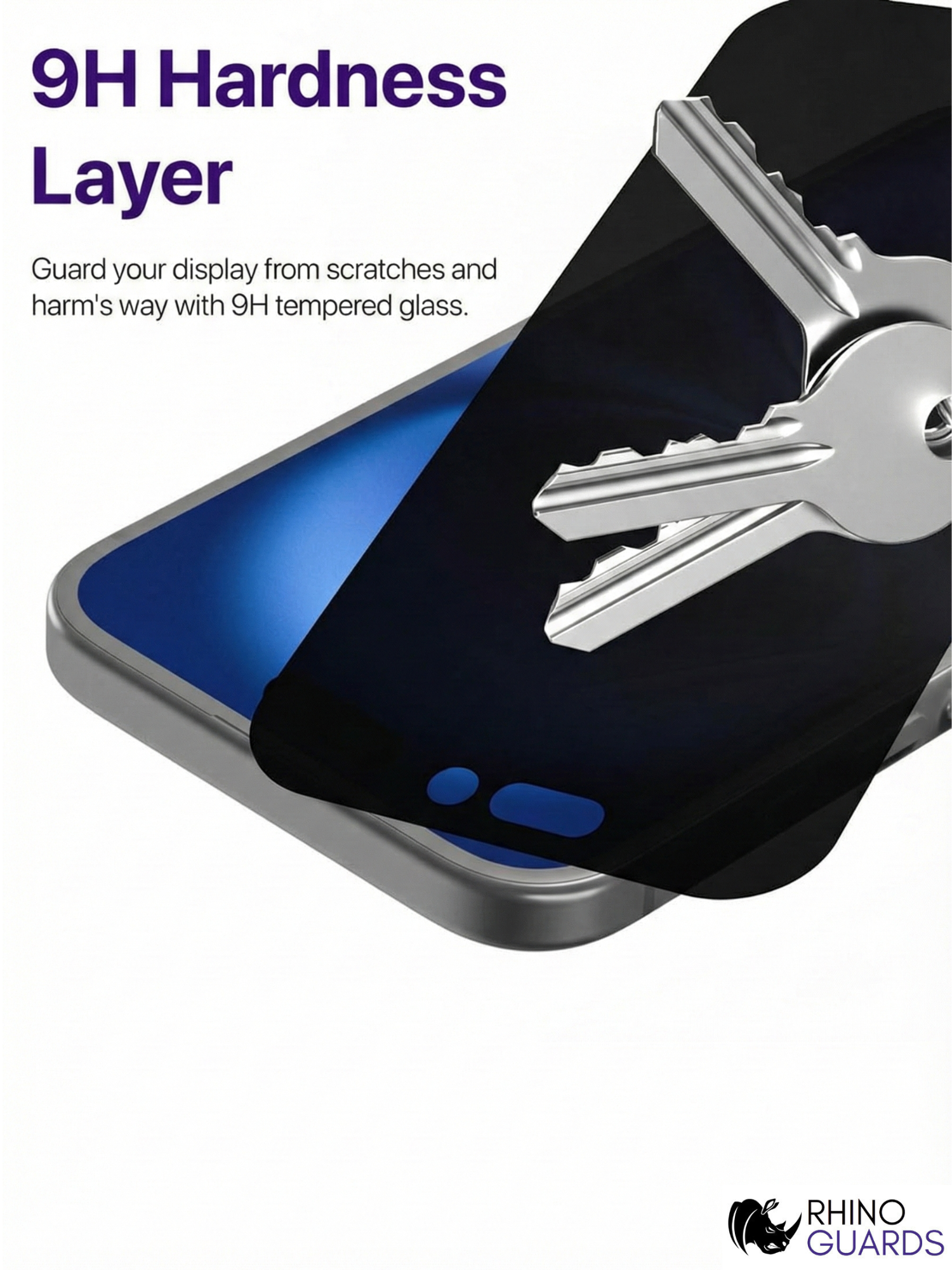 9H hardness tempered privacy glass