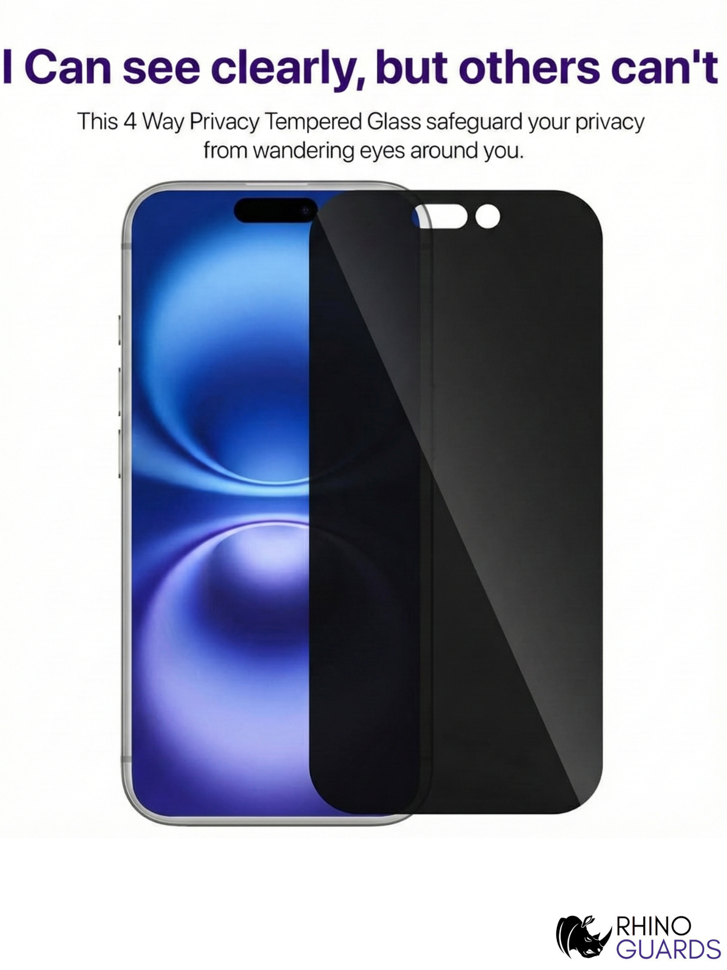Clear front view with privacy angle protection